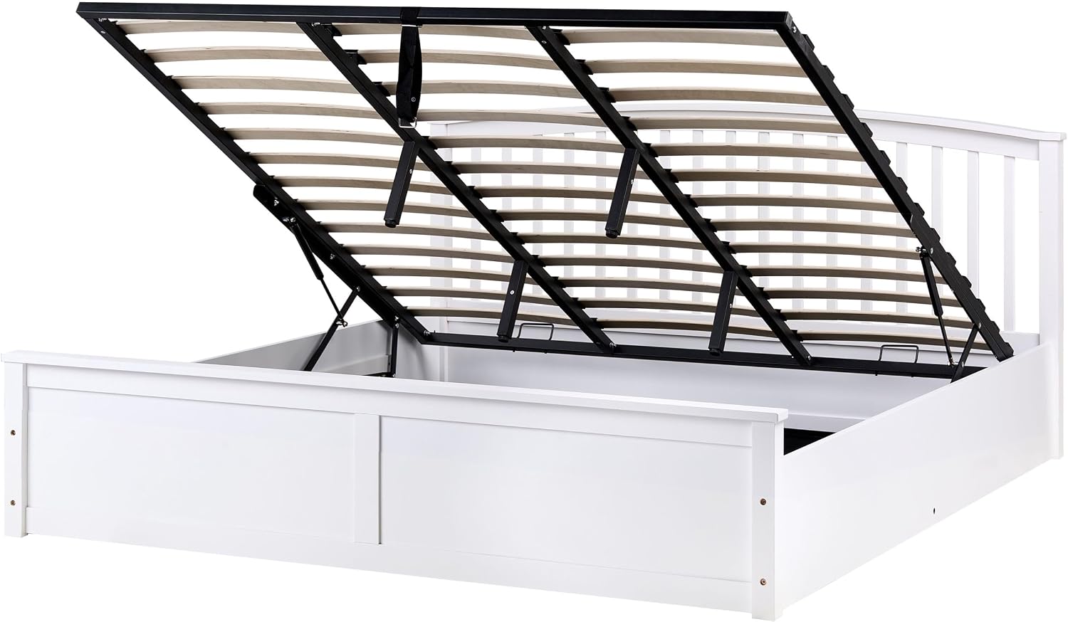 Beliani Holzbett weiß mit Bettkasten Lattenrost 180 × 200 cm hochklappbar Skandi Clarbec