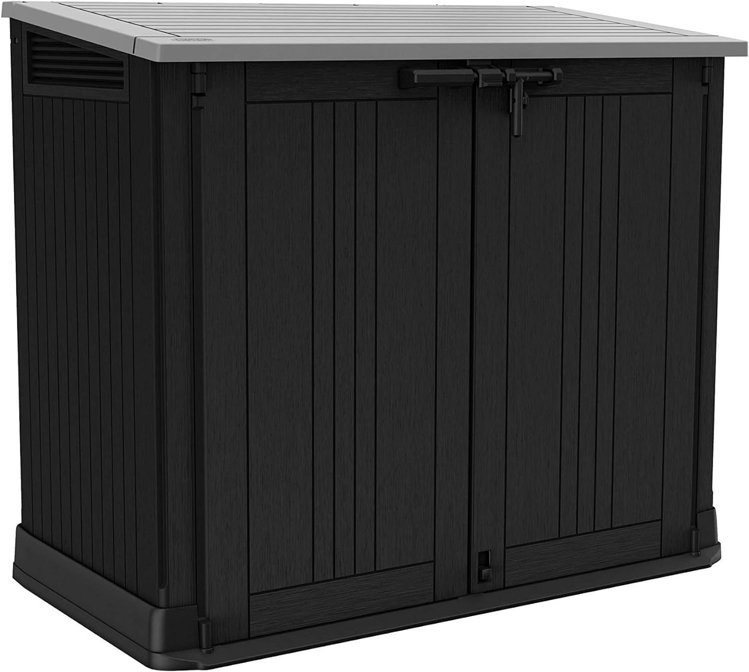 Keter Store it Out Nova Gartenschuppen aus Kunststoff, Außenmaße: 132 × 71.5 × 113.5 cm, 880 l Fassungsvermögen, Passend für 2 × 120 l Mülltonnen