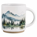 Kaffeetasse mit Berglandschaftsmotiv, Weiß