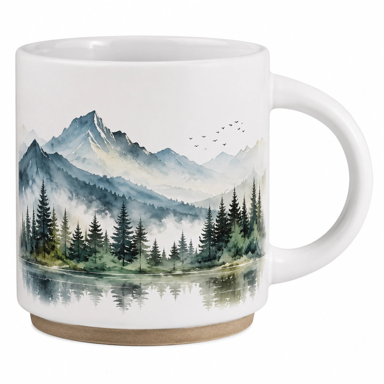Kaffeetasse mit Berglandschaftsmotiv, Weiß