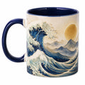 Keramik Kaffeetasse mit Wellenmotiv Blau