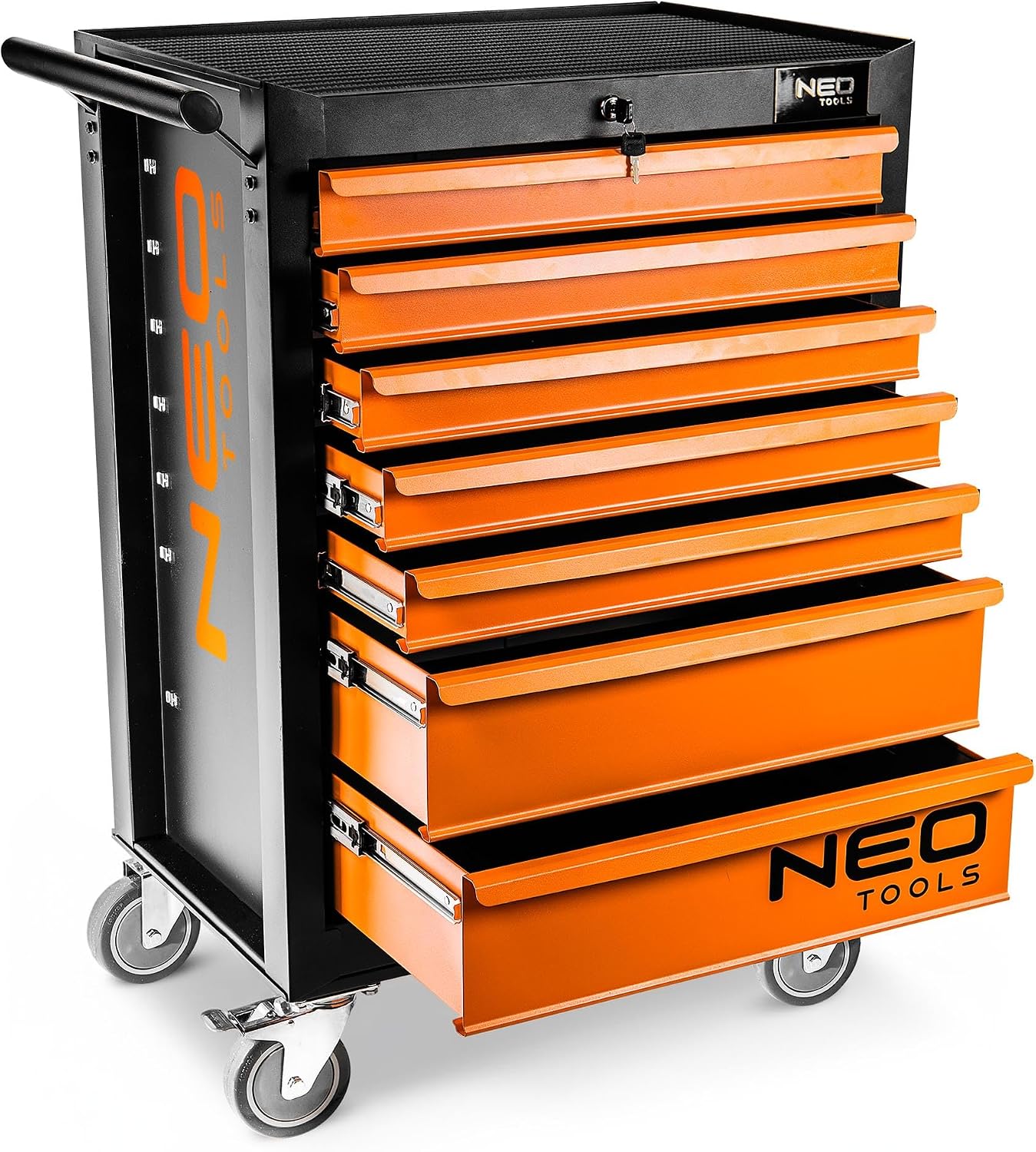 NEO TOOLS Werkzeugschrank 680 × 460 × 1030 mm, Belastbarkeit 280 kg, 7 Werkzeugschubladen, Öl- und fettbeständiges Oberteil, Zentralverriegelung
