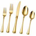 5-teiliges goldenes Hochglanz-Besteckset, ergonomisch