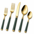 5-teiliges Besteckset Gold Grün