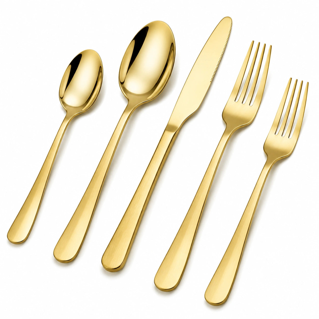 Elegantes 5-teiliges Besteckset in Gold poliert