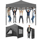Aoxun Faltpavillon 3 × 3 m Wasserdicht Stabil, UV-Schutz 50+ Gartenzelt Inkl. Rolltasche, Grau, Pop Up Pavillon mit Seitenwänden, Sandbags, Strand