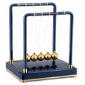 Newton Pendel mit Kugeln Stahl Sockel Blau Gold