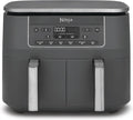 Ninja Dual Zone Digital Air Fryer, Metallic Grau DZ300EU, Heißluftfritteuse ohne Öl, 7,6 l, 2 Schubladen, 6-in-1, Heißluft-Frittieren, Max Crisp