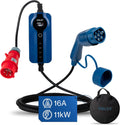 VOLDT Typ 2 Ladekabel 11 KW EV-Ladegerät mit CEE-Stecker, 16 A dreiphasige Mobile Wallbox-Ladestation mit Display für Elektrofahrzeuge IP67, 8 A, TÜV