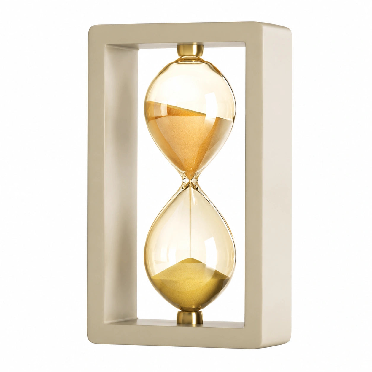 Elegante Sanduhr mit Rahmen Beige und Gold, 30 Minuten