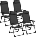LIFERUN 4er Set Gartenstühle, Schwarz, Campingstühle mit Kopfstütze, Mit 5 verstellbaren Rückenlehnen, Balkonstühle Hochlehne, Camping, 4 PCS
