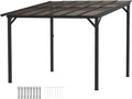 Outsunny Terrassenüberdachung ca. 3 × 3 m freistehende Terrassendach mit schrägen Polycarbonat-Dach Aluminium Überdachung Pergola zur Wandmontage