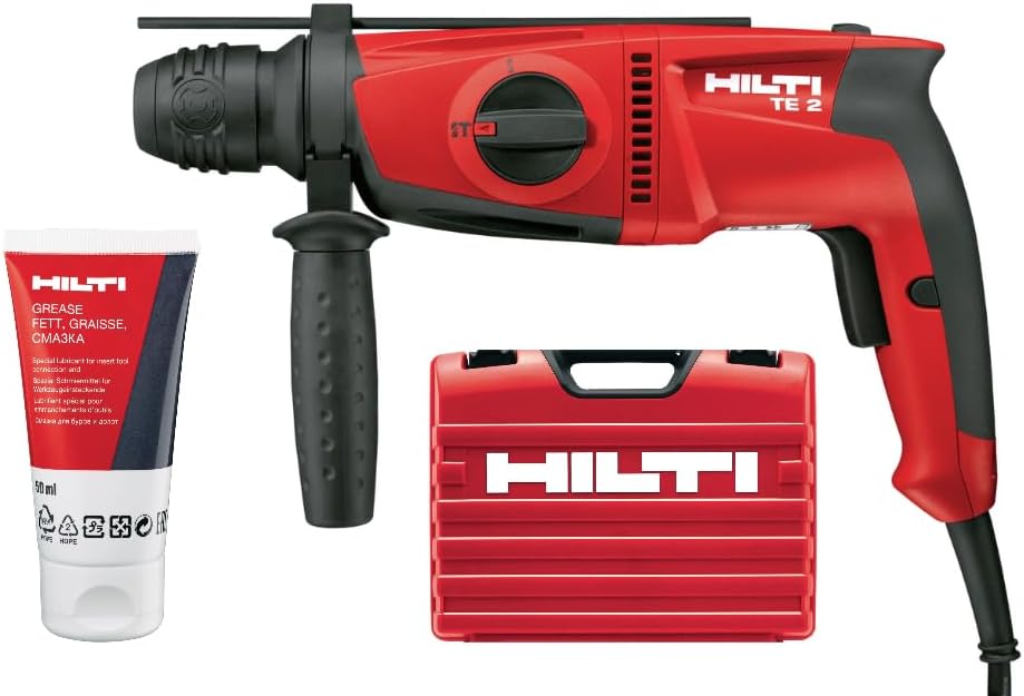 Hilti 228080 Kompakter Bohrhammer TE 2 230 V, Bohraufgaben mit 2 Modi: mit und ohne Schlagzeug, Inkl. Koffer, 650 W, Gewicht 2,7 kg, 1.8 J, SDS Plus