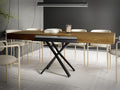 WFL GROUP Esstisch Couchtisch Höhenverstellbar Ausziehbar , 2 mm PVC-Kante für lange Haltbarkeit, 76 cm, Braun/Schwarz