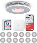X-Sense Smarter Rauchmelder WLAN mit Sprachausgabe und 17 Standorten, 33 mm, Brandmelder mit SBS50 Basisstation, XS0B-MR121,12 Stück