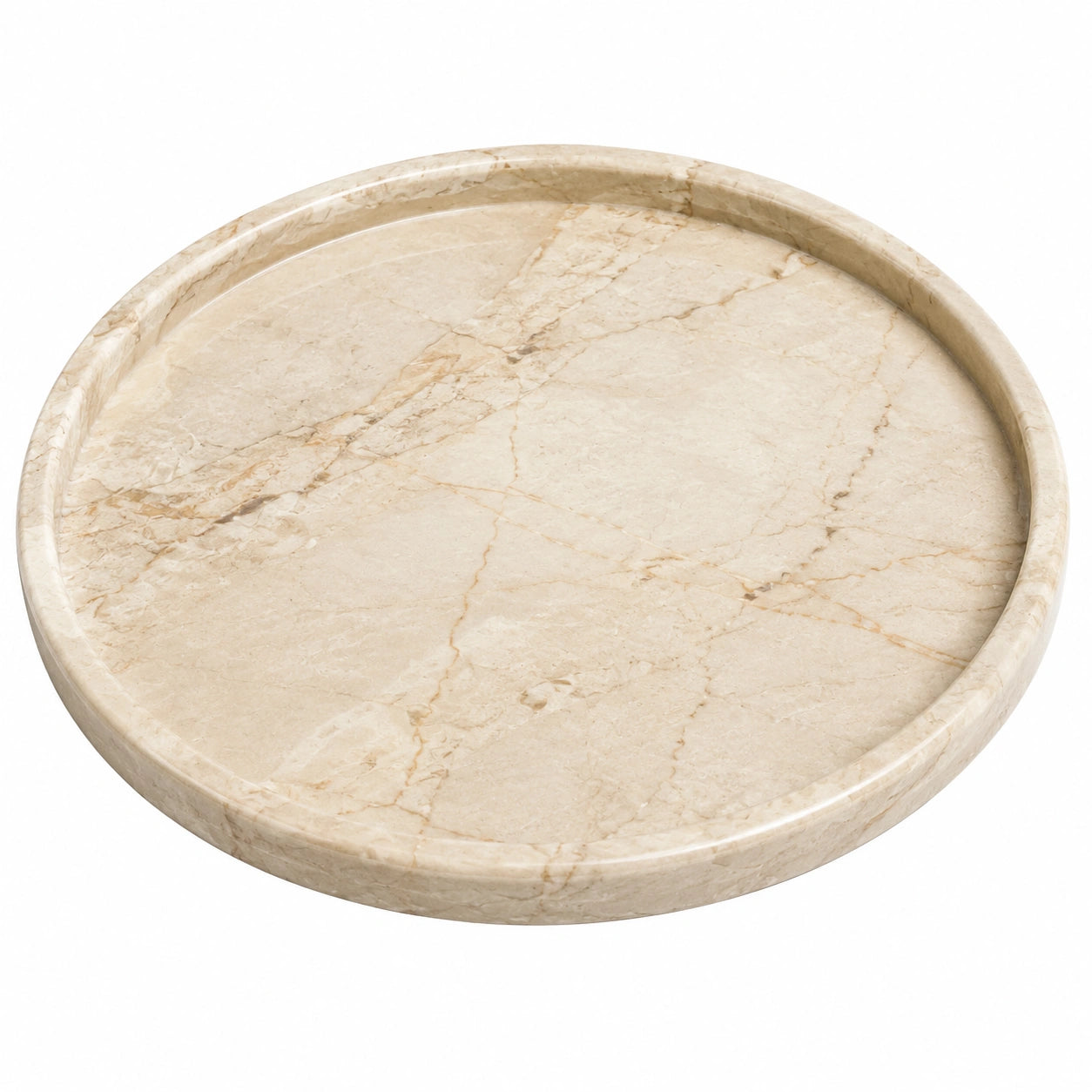 Rundes Marmor-Tablett Beige Ø30cm