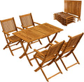 Casaria Gartenmöbel Set Wetterfest Klappbar Akazie 5-TLG. FSC-Zertifiziert Holz Armlehne 160 kg Belastbarkeit Garten Terrasse Balkonmöbel 120 × 70 cm