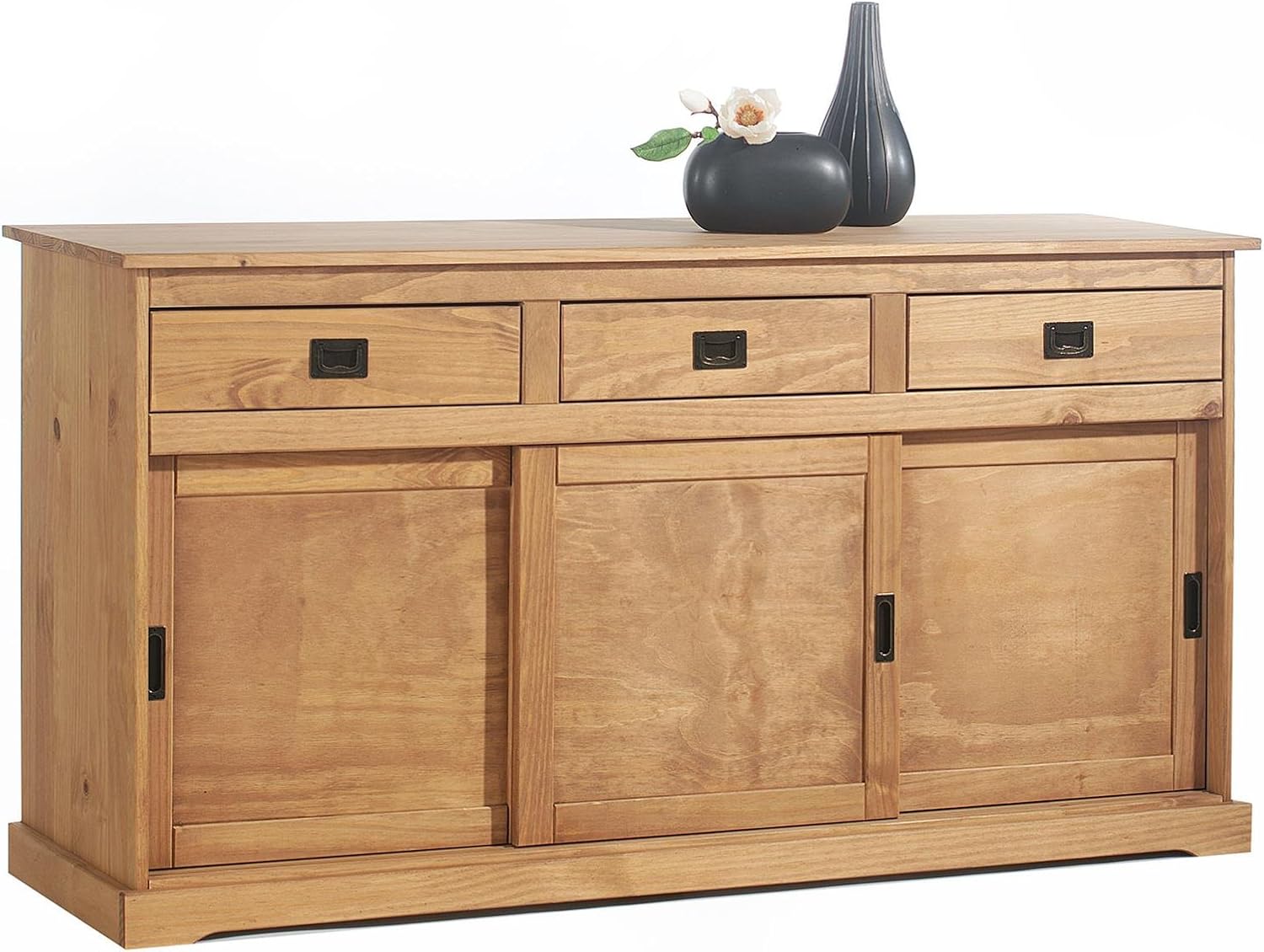 IDIMEX Sideboard Savona Kommode mit 3 Türen und 3 Schubladen, Massivholz, Eiche Farben, Buffetschrank, Geschirrschrank