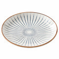Runder Keramikteller mit blauen Streifen 25 cm