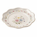 Porzellanteller mit Blumen, Wellenrand 30cm, Creme/Mehrfarbig