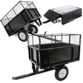 Wiltec Kippanhänger 166,5 × 77,5 × 106 cm 300 kg, Anhänger Kipper für Rasentraktor mit Gitter u. abnehmbaren Seitenwänden, Anhänger mit Kippfunktion