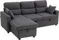 HOMCOM Ecksofa mit Schlaffunktion L-Form Sofa Schlafsofa mit Bettkasten, 3-Sitzer Wandelbare Eckcouch mit Cordoptik Schlafcouch für Wohnzimmer