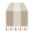 Gewebter Tischläufer Beige mit Quasten 150 cm