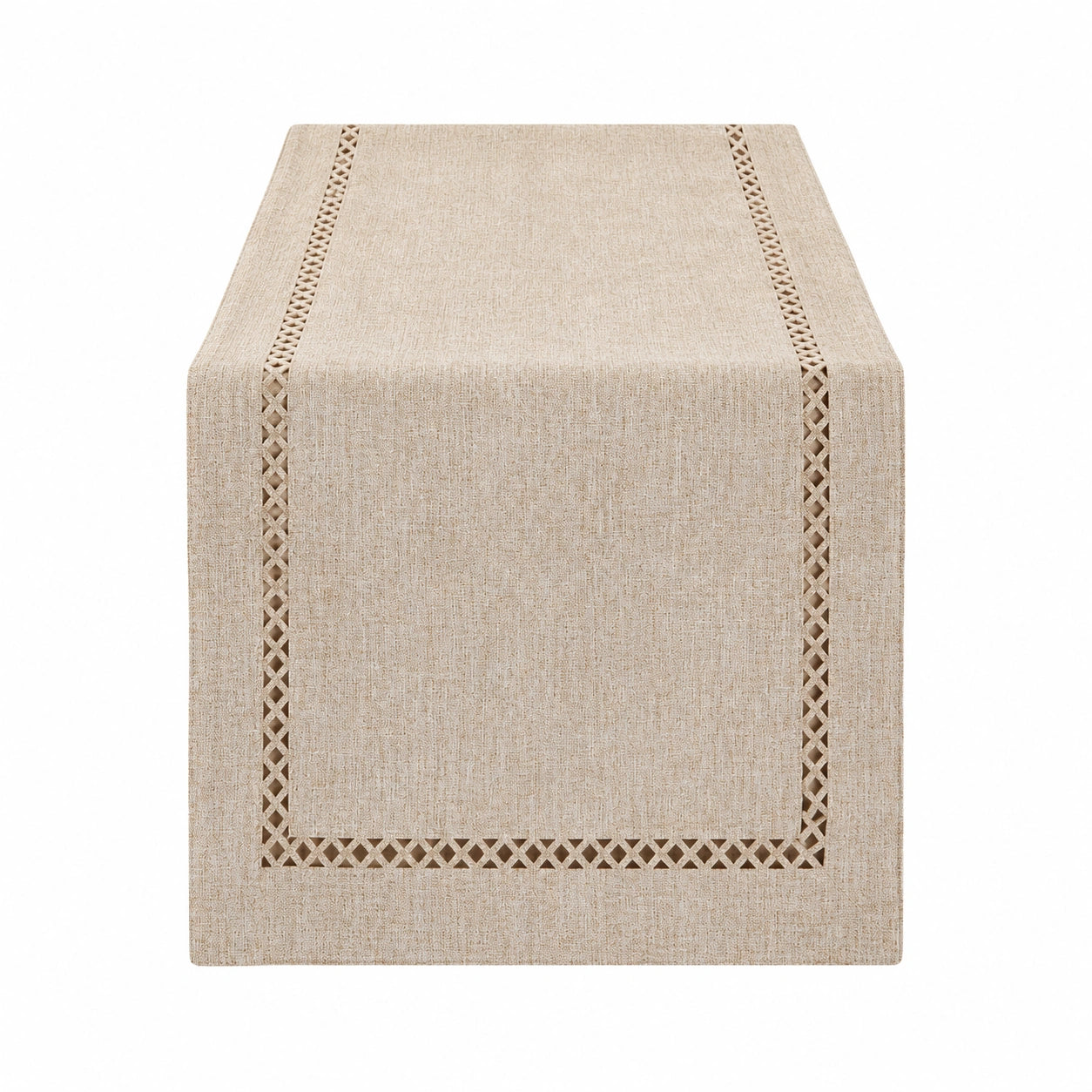 Eleganter Tischläufer mit Hohlsaum in Beige