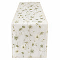Eleganter Tischläufer 150x40cm mit Blumenstickerei in Creme/Grün
