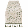 Tischläufer mit floralem Muster und Quasten 180 cm Beige Grün