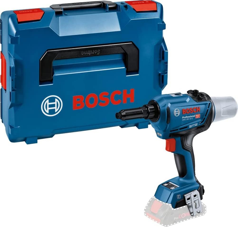 Bosch Professional 18 V System Akku Nietpistole GRG 18 V-16 C, Ohne Akku/ Ladegerät, Inkl. L-BOXX, Hublänge 25 mm, Zugkraft max. 16.000 N