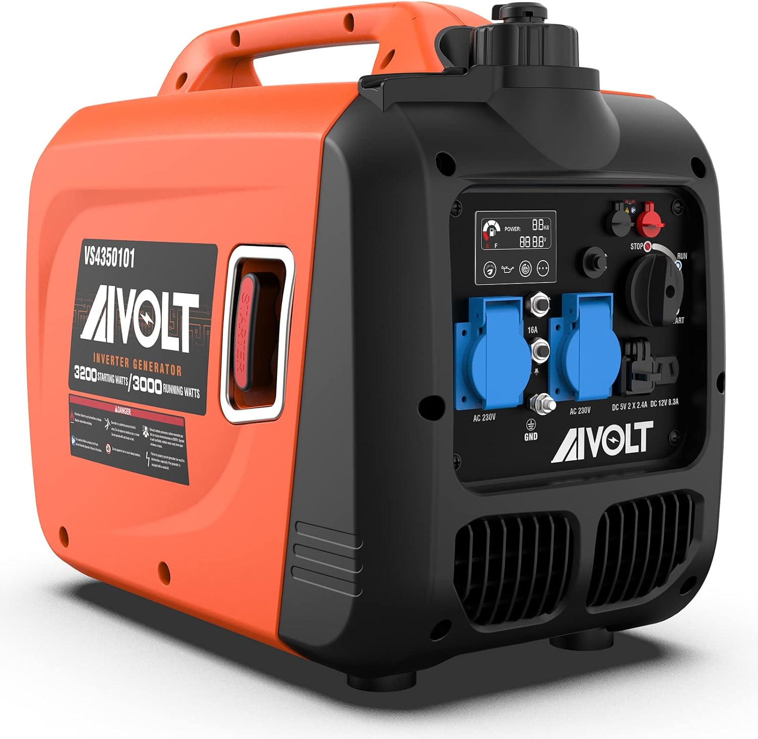 AIVOLT Inverter Stromerzeuger 3200 Watt Stromgenerator Notstromaggregat Benzin leise Stromaggregat für Campen, Festivals