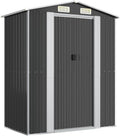 Generic Geräteschuppen mit Schiebetür, 192 × 108 × 223 cm, Grün, Gerätehaus, Gartenhaus, Verzinkter Stahl, Anthrazit