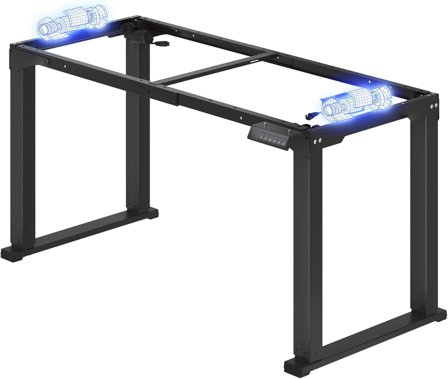 FLEXISPOT Höhenverstellbarer Schreibtisch Gestell elektrisch, Höhenverstellbar 71,5–118,5 cm, Schwarz, 4-Bein Tischgestell mit Dualmotor
