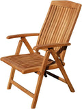 ALEOS. Teak Design Hochlehner Gartensessel Gartenstuhl Sessel Holzsessel Klappsessel Gartenmöbel Holz sehr robust 7fach-verstellbar Modell: Tobago