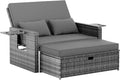 Amopatio Rattan Gartenlounge Outdoor Set, 2-Sitzer Gartensofa mit Auflagenbox & Verstellbarer Rückenlehne, Grey