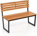 COSTWAY Gartenbank Holz, Terrassenbank bis 360 kg belastbar, Holzbank wetterfest, 2-Sitzer Sitzbank aus Akazienholz, Balkonbank mit Metallrahmen