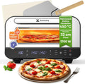 Azmsary Elektrischer Pizzaofen Grill, für 32 cm Pizzen, 5-in-1-Multifunktion: Pizza, 6 Programme, 1700W, max. 450°C, Timer, Backen und Kochen