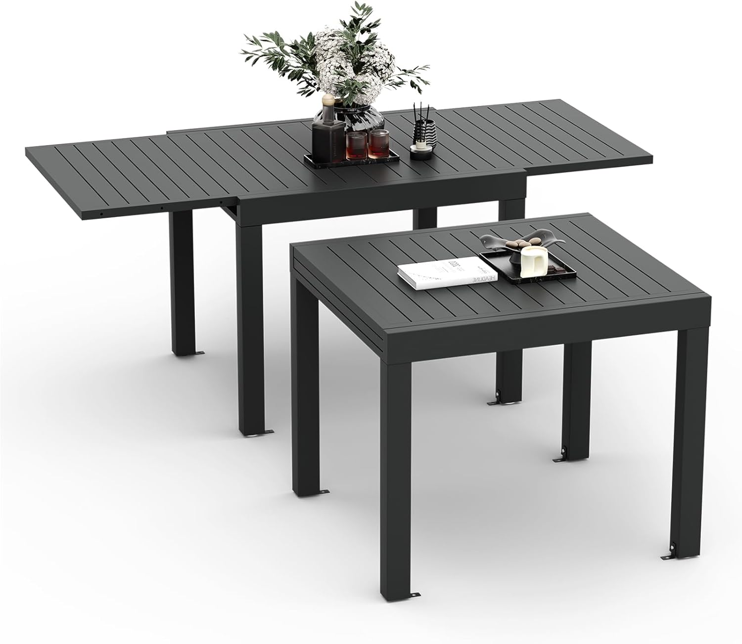 Devoko Esstisch Ausziehbar, 80/160 × 75 cm Gartentisch Ausziehbars, Ausziehbar auf 160 cm, Aluminium Balkon Ausziehtisc, Gartentisch Wetterfest