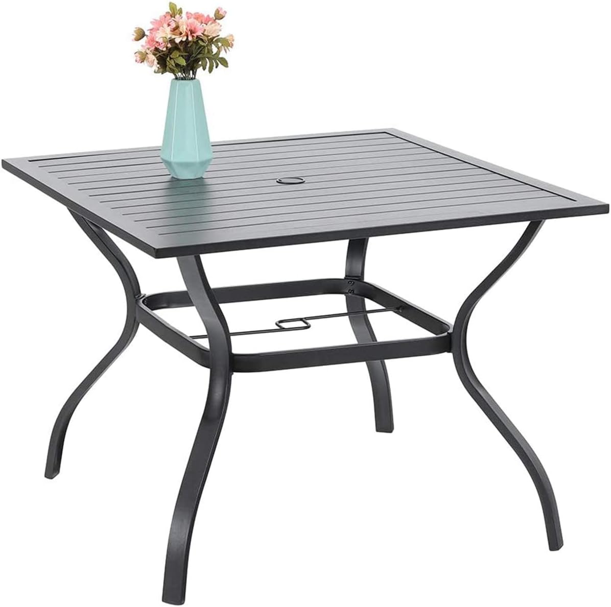 PHI VILLA Gartentisch Wetterfest E-Beschichtung Metall 94 × 94 × 71 cm Quadratische Outdoor Esstisch Garten Tisch Terrassentisch Balkontisch