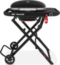 Weber Traveler Compact Gasgrill mit klappbarem Untergestell und Rädern, 3,81 kW Brenner, Schwarz, Tragbarer Grill, 2065 cm2 Grillfläche