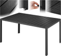 Tectake Gartentisch, 150 × 90 × 74,5 cm, Schwarz/schwarz, Outdoor Esstisch, Balkontisch in Holz Optik, Terrassentisch mit Aluminiumrahmen