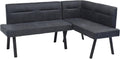ByLIVING Eckbank Montreal, T 56 cm, Gestell schwarz, Langer Schenkel Links, Taschenfederkern, H 87, Bezug anthrazit, Ziernaht im Rücken, Esszimmerbank