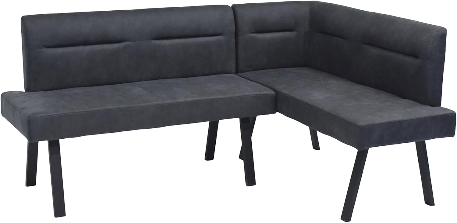 ByLIVING Eckbank Montreal, T 56 cm, Gestell schwarz, Langer Schenkel Links, Taschenfederkern, H 87, Bezug anthrazit, Ziernaht im Rücken, Esszimmerbank