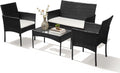 Ansobea Polyrattan Gartenmöbel-Set, für Garten Terrasse und Balkon, wetterbeständig, Schwarz/Weiß, Stauraum, Metall