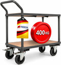 PROREGAL Tischwagen Transportwagen Handwagen Materialwagen Pro mit 2 Etagen, HxBxT 95 × 50 × 97 cm, Traglast 400 kg, Grau
