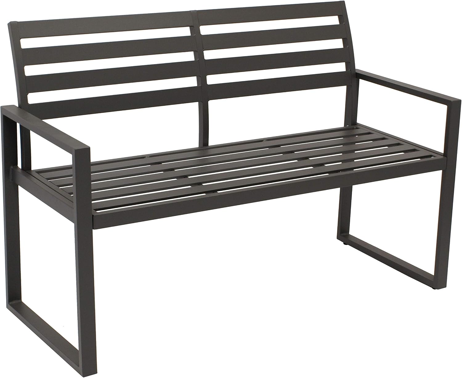 DEGAMO Design Gartenbank Atlanta 2-sitzer Sitzbank, wetterbeständig, dunkelgrau, Aluminium