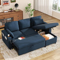 DURASPACE Schlafsofa Ausziehbar 2 in 1 Sektional Couches Schlafcouch mit Lagerung, Blau, USB