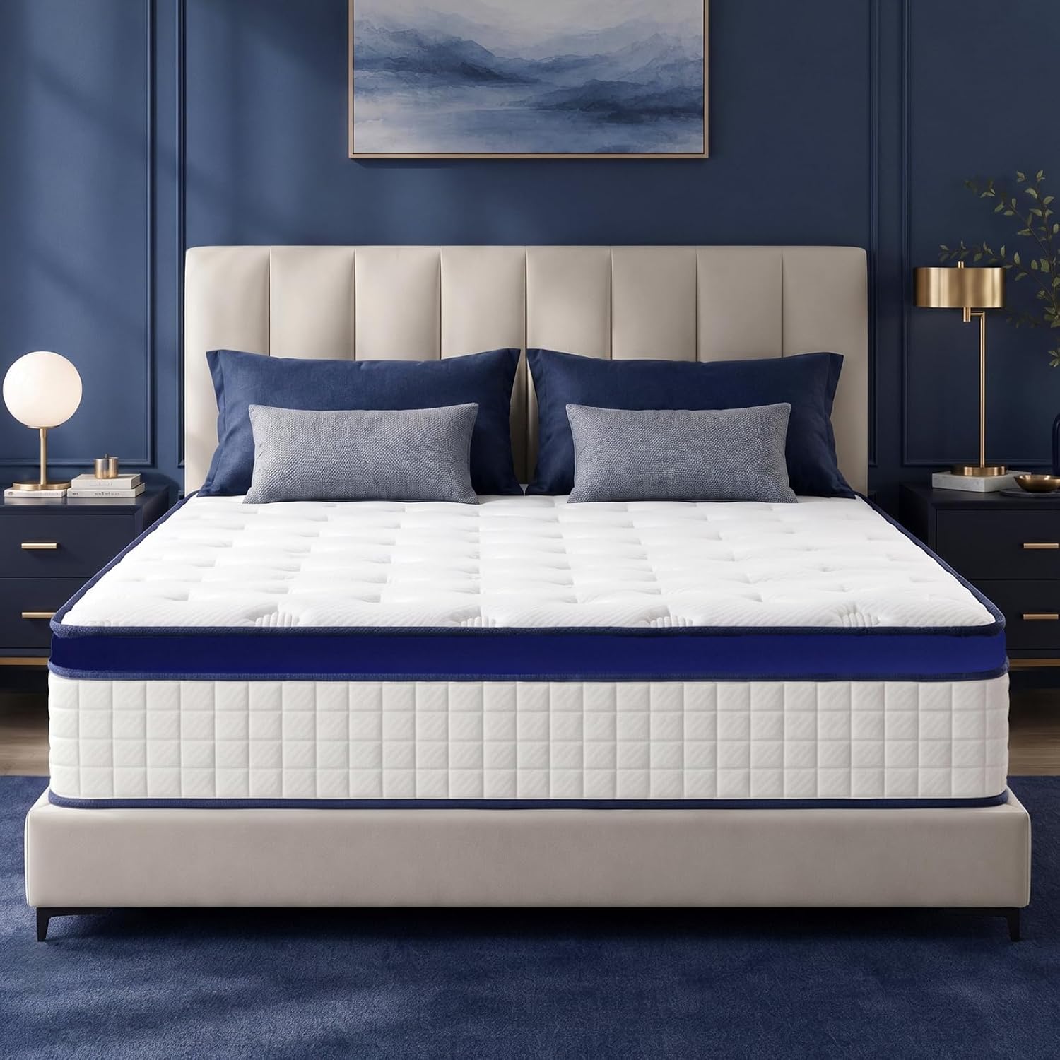 L'AGRATY Matratze 140 × 200 cm Federkernmatratze, 25 cm Höhe, H4, 7-Zonen Orthopädische Taschenfederkernmatratze mit Comfort Memory-Schaum Schicht