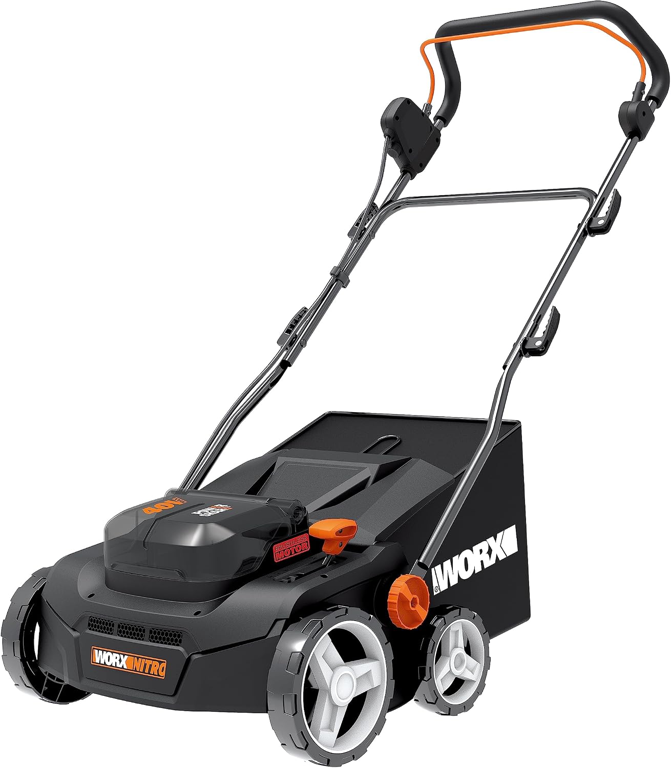 WORX Nitro Akku Vertikutierer & Rasenlüfter WG855E.9, Inkl. 40 l Grasbeutel, Ohne Akku & Ladegerät, Rechenbreite Arbeitsbreite 36 cm, Bis zu 400 m2